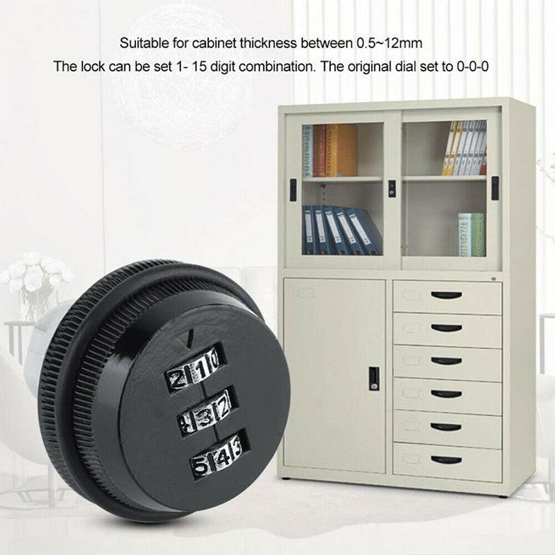 3 Digital Code Combination Cam Lock Furniture Post Mail Box Cabinet Locker Safe - Black