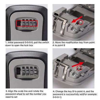 Combination Key Box with Combination Lock for Home Office Security Storage - Black