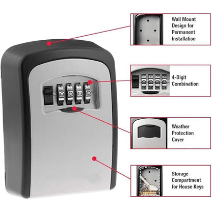 Combination Key Box with Combination Lock for Home Office Security Storage - Grey