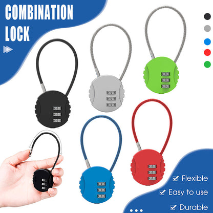 Combination Lock Padlock Locker 3 Digit Security Bike Suitcase Luggage Bag - Red