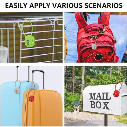 Combination Lock Padlock Locker 3 Digit Security Bike Suitcase Luggage Bag - Grey