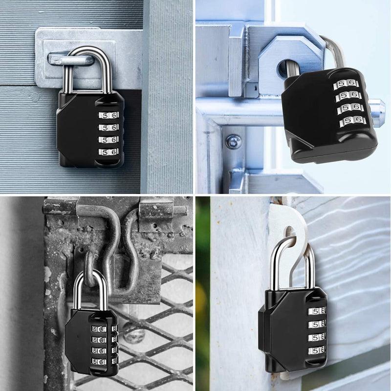 4 Digit Combination Padlock Waterproof Outdoor Number Lock for Gate Locker Toolbox - Black