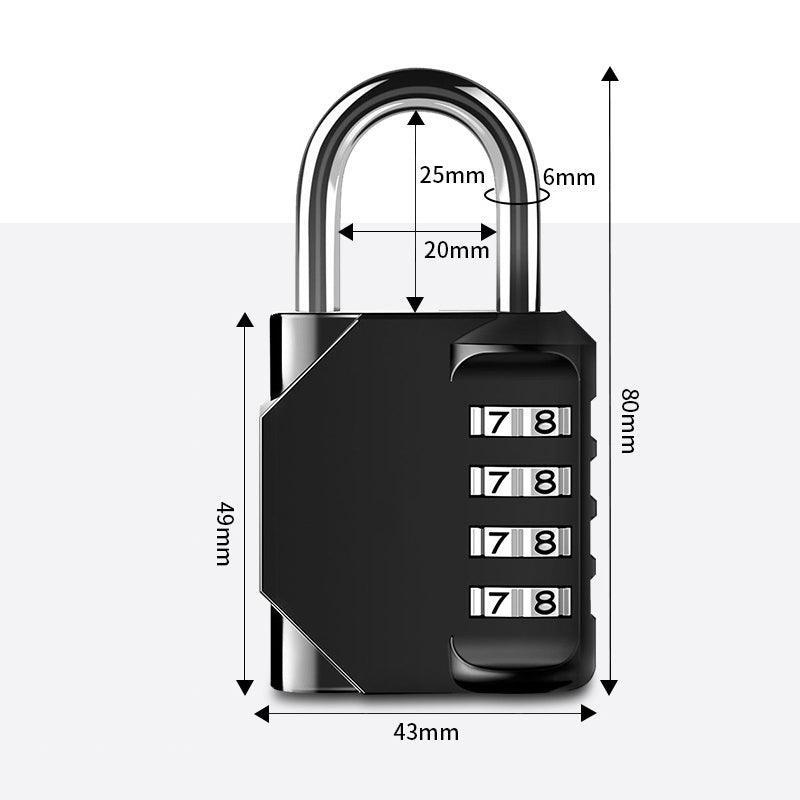 4 Digit Combination Padlock Waterproof Outdoor Number Lock for Gate Locker Toolbox - Black