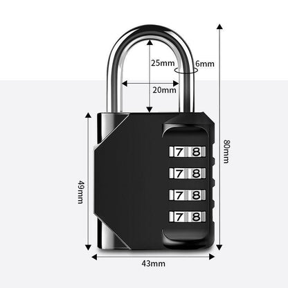4 Digit Combination Padlock Waterproof Outdoor Number Lock for Gate Locker Toolbox - Black