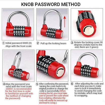 4 Digit Combination Padlock Wide Shackle Password Lock for Locker or Luggage - Blue