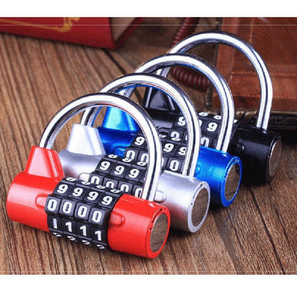 4 Digit Combination Padlock Wide Shackle Password Lock for Locker or Luggage - Blue