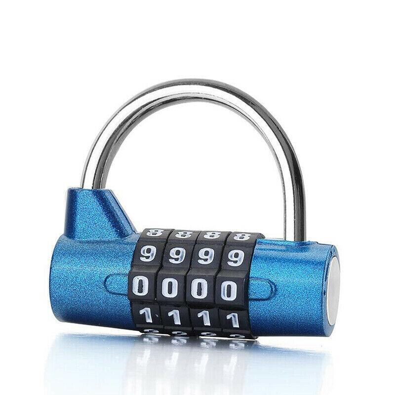 4 Digit Combination Padlock Wide Shackle Password Lock for Locker or Luggage - Blue