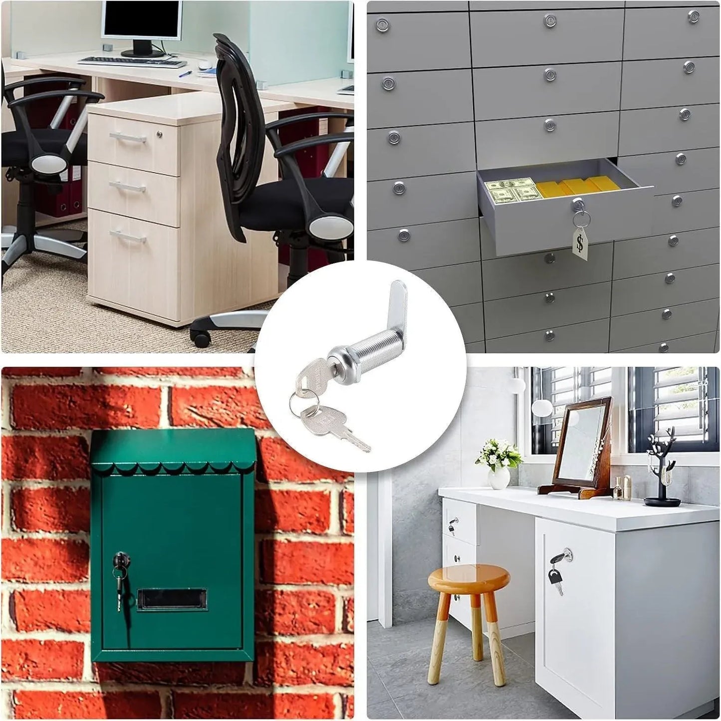 1/5/10pcs File Cabinet Drawer Milk Box Swivel Lock Small Round Security Lock - 20mm-5PCS