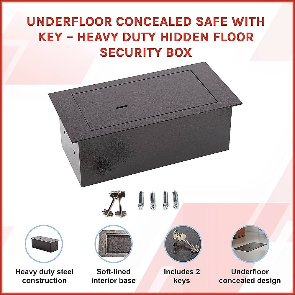 Underfloor Concealed Safe with Key – Heavy Duty Hidden Floor Security Box