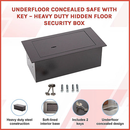 Underfloor Concealed Safe with Key – Heavy Duty Hidden Floor Security Box