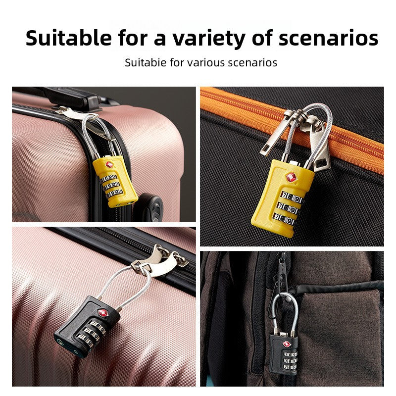 Yellow TSA Approved Cable Combination Padlock 3-Digit Security Lock for Travel Luggage Suitcase Gym Lockers Durable Steel Wire Australian Travel Essential