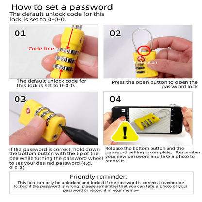 White TSA Approved Cable Combination Padlock 3-Digit Security Lock for Travel Luggage Suitcase Gym Lockers Durable Steel Wire Australian Travel Essential