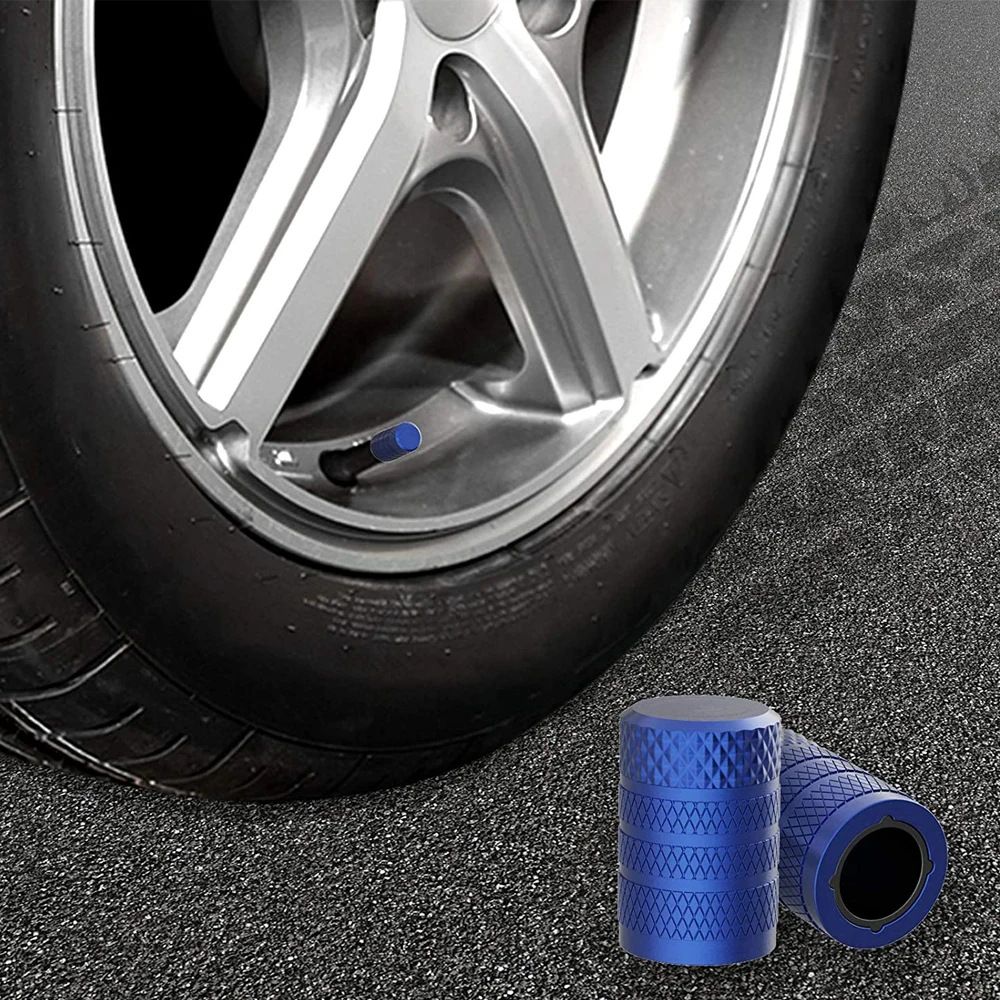 5 Colors Set of 4-Pack Aluminum Car Tyre Valve Stem Caps - Heavy Duty Dustproof Air Valve Covers with Internal Anti-Seize Plastic Lining for Cars SUVs Trucks