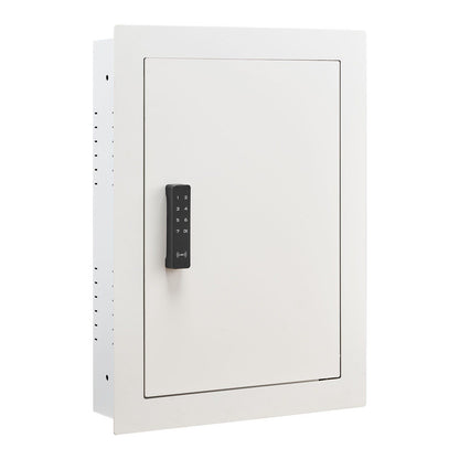 0.83 sq.ft Wall Safe, 3-Tier Hidden Wall Safe with Password, Key & Turning Knob, Q235 Cold-Rolled Steel In-Wall Box with Adjustable Shelves & Mounting Holes for Money, Jewelry, Passport, White