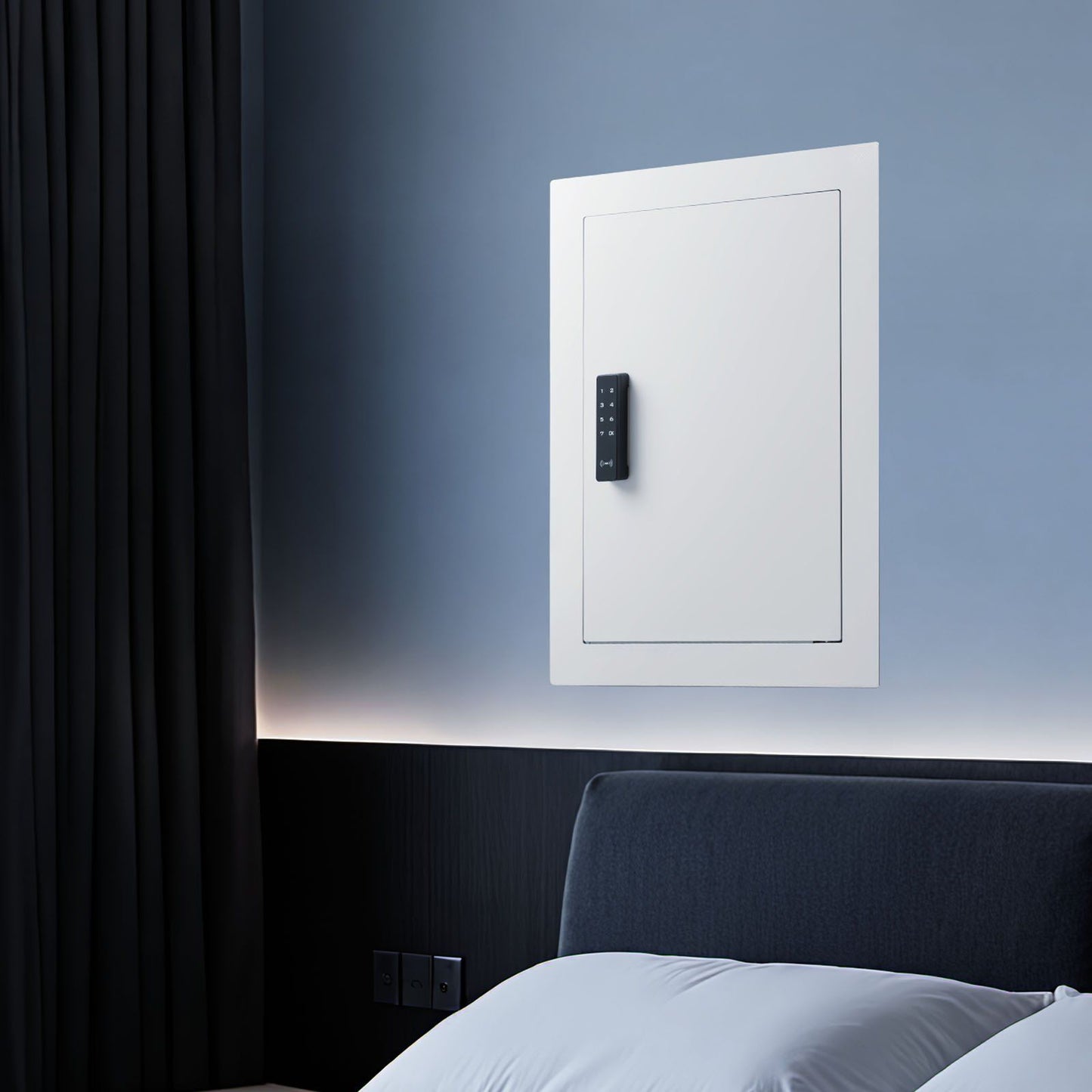 0.83 sq.ft Wall Safe, 3-Tier Hidden Wall Safe with Password, Key & Turning Knob, Q235 Cold-Rolled Steel In-Wall Box with Adjustable Shelves & Mounting Holes for Money, Jewelry, Passport, White