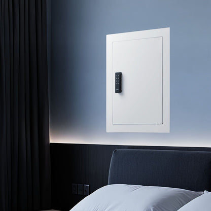0.83 sq.ft Wall Safe, 3-Tier Hidden Wall Safe with Password, Key & Turning Knob, Q235 Cold-Rolled Steel In-Wall Box with Adjustable Shelves & Mounting Holes for Money, Jewelry, Passport, White