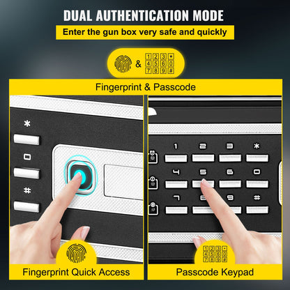 Safe Box, 2.1 CU.FT Fingerprint Safe Box for Money w/ 2 Keys & Digital Keypad, Q235 Steel Safe Box for Storing Cash, Jewelry, Pistols, Documents, Watches in Home & Office & Hotel